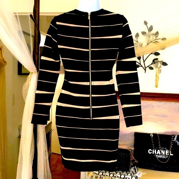 🎉New Captivating Long Sleeve Sheer Mesh Design Round Neck Slim Fit Dress - Picture 10 of 12